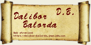 Dalibor Balorda vizit kartica